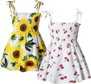 Little Girls Summer Floral Bohemian Dresses Toddler Flower Strap Beach Sundress