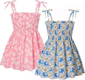 Little Girls Summer Floral Bohemian Dresses Toddler Flower Strap Beach Sundress
