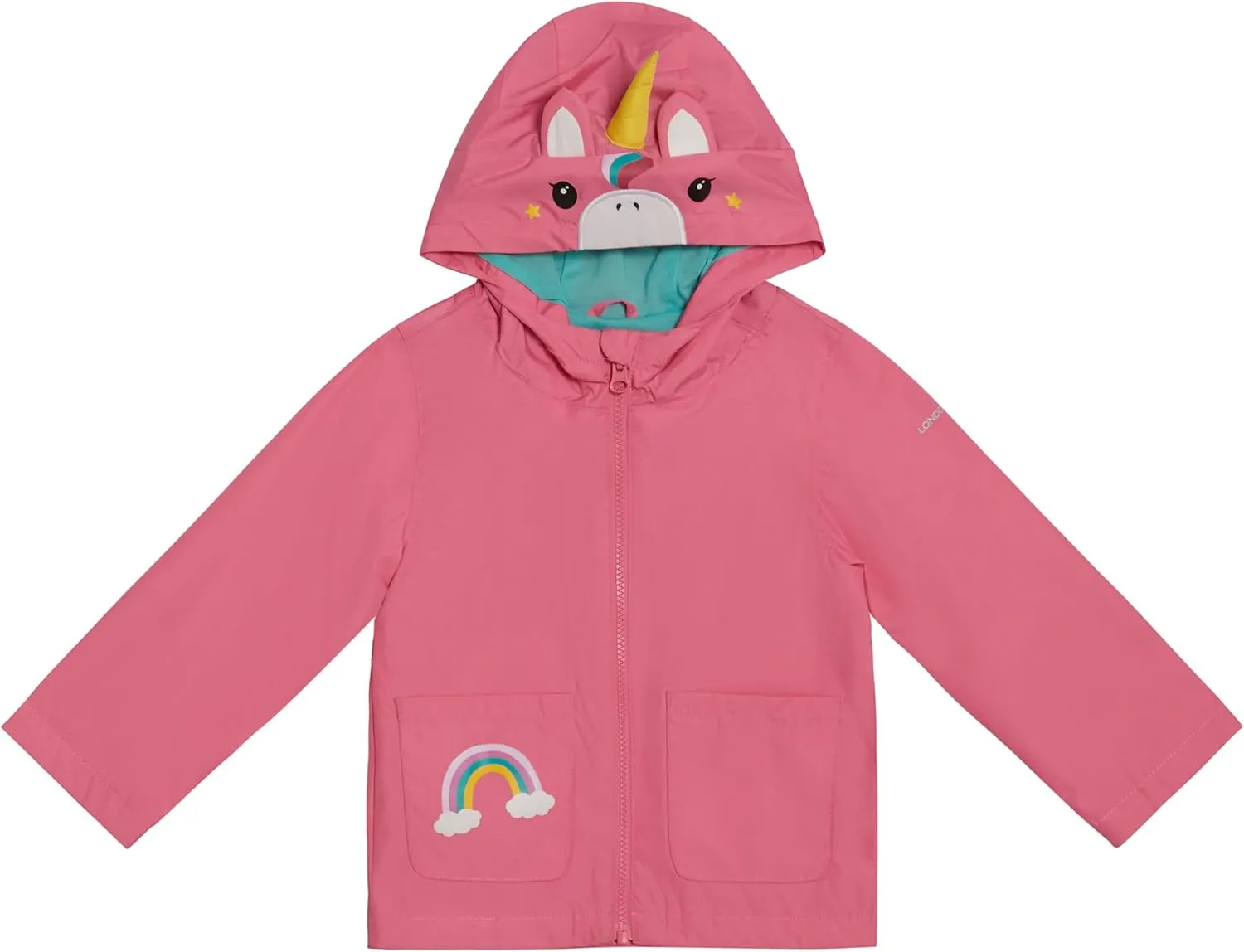 LONDON FOG Girls' Rainy Day Fun Hooded Rain Jacket Rainslicker
