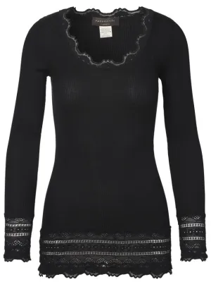 Long Sleeve Lace Black Top
