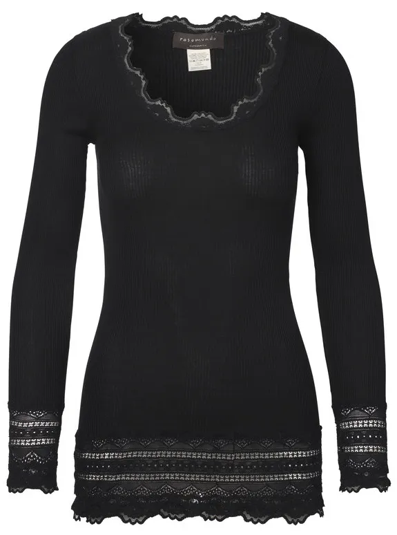 Long Sleeve Lace Black Top