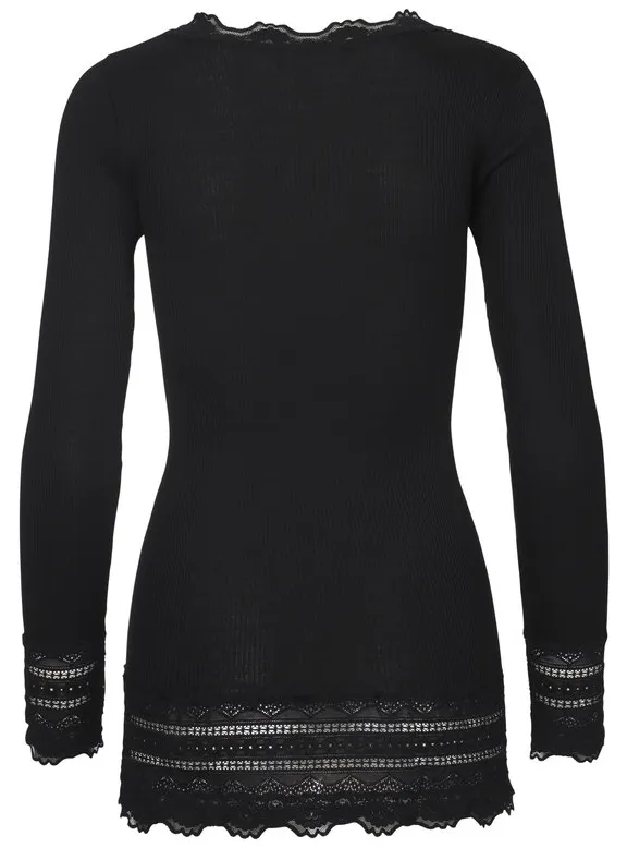 Long Sleeve Lace Black Top
