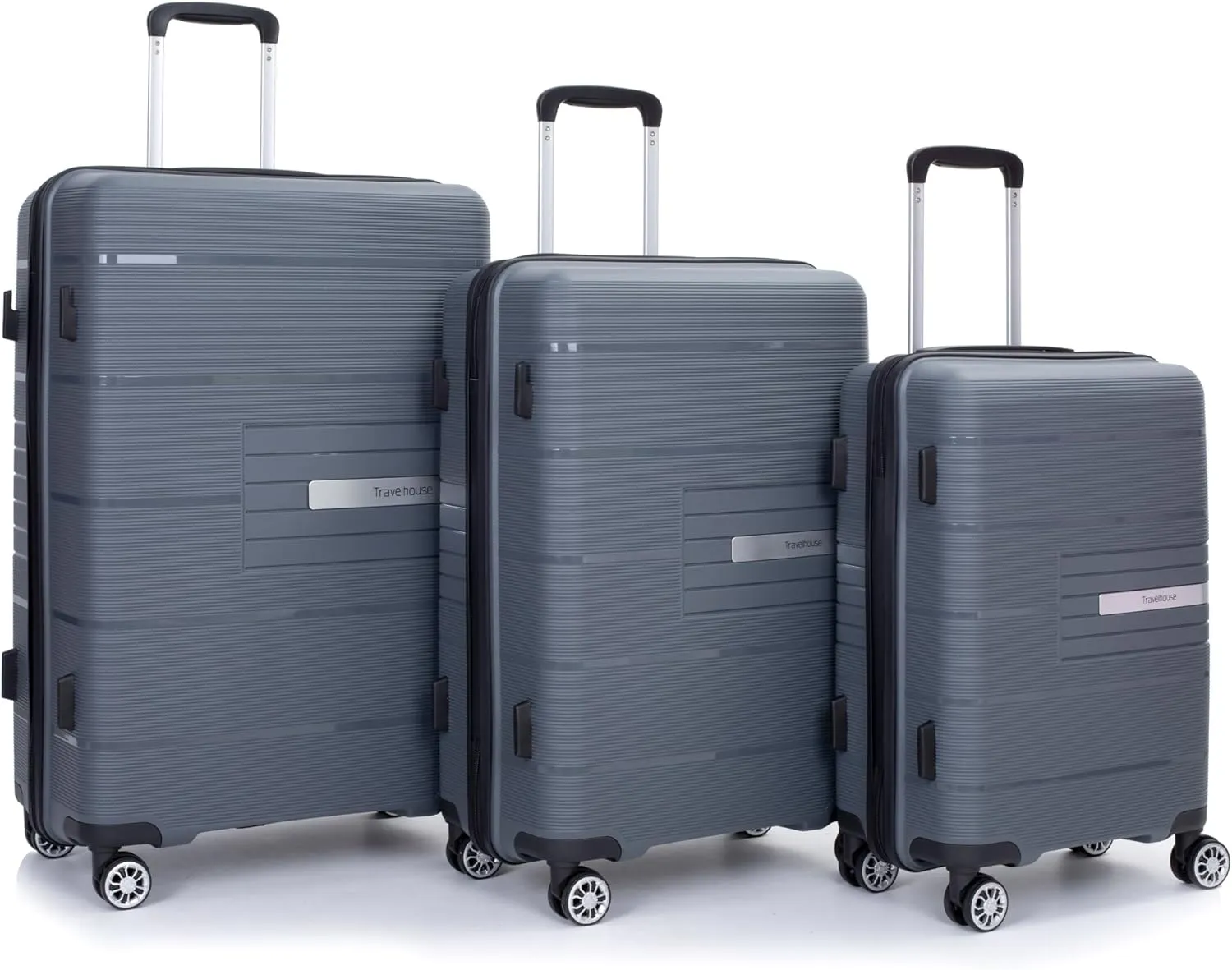 Luggage 3 Piece Sets with TSA Lock,Spinner Wheels,Carry On Hardside Travel Luggage(20"/24"/28"). (Gray)