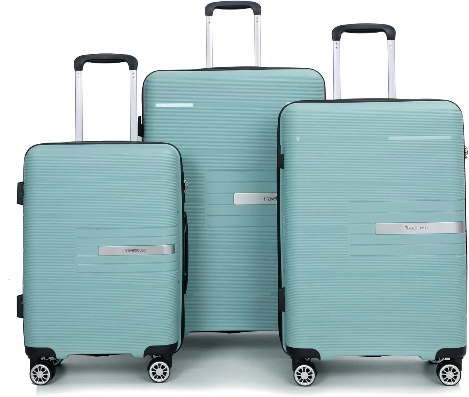 Luggage 3 Piece Sets with TSA Lock,Spinner Wheels,Carry On Hardside Travel Luggage(20"/24"/28"). (Light Green)