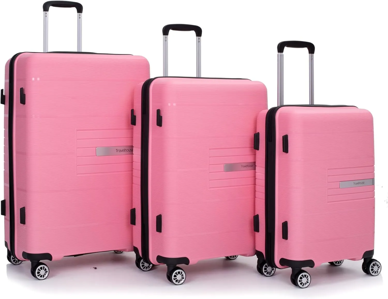 Luggage 3 Piece Sets with TSA Lock,Spinner Wheels,Carry On Hardside Travel Luggage(20"/24"/28"). (Pink)