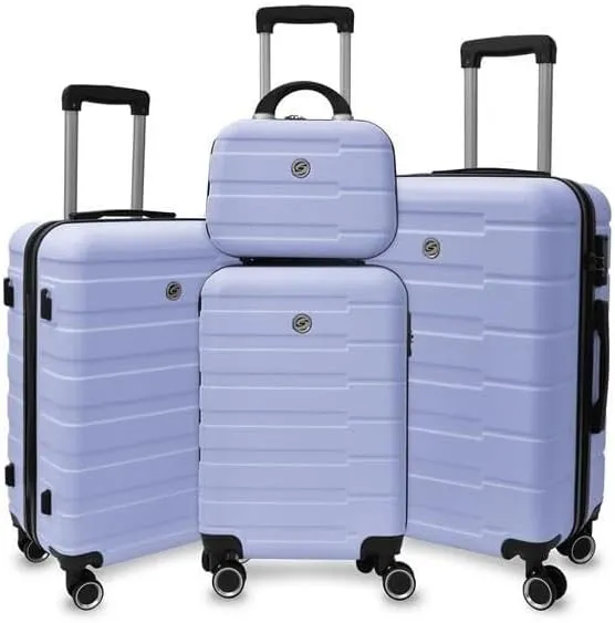 Luggage Bags for travel4 Piece Hard Shell Luggage Set,Carry on Suitcase with Spinner Wheels,Family Luggage Set,Lavender Purple(12/20/24/28in)