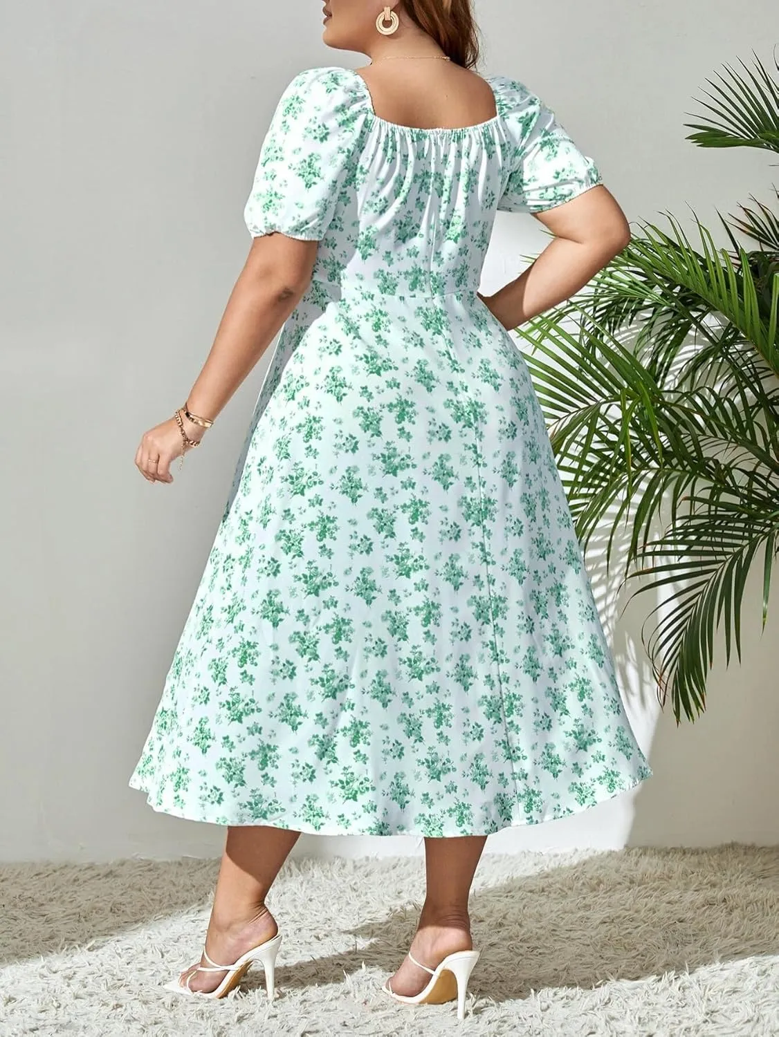 Madison Women's Floral Print Slit Midi Dresses with Side Splits