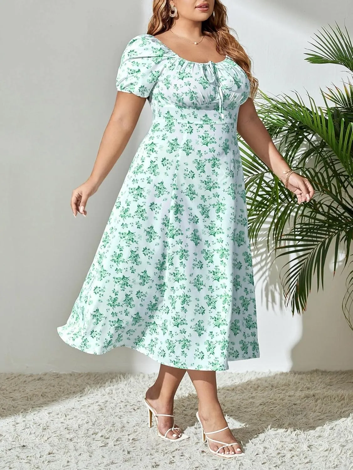 Madison Women's Floral Print Slit Midi Dresses with Side Splits