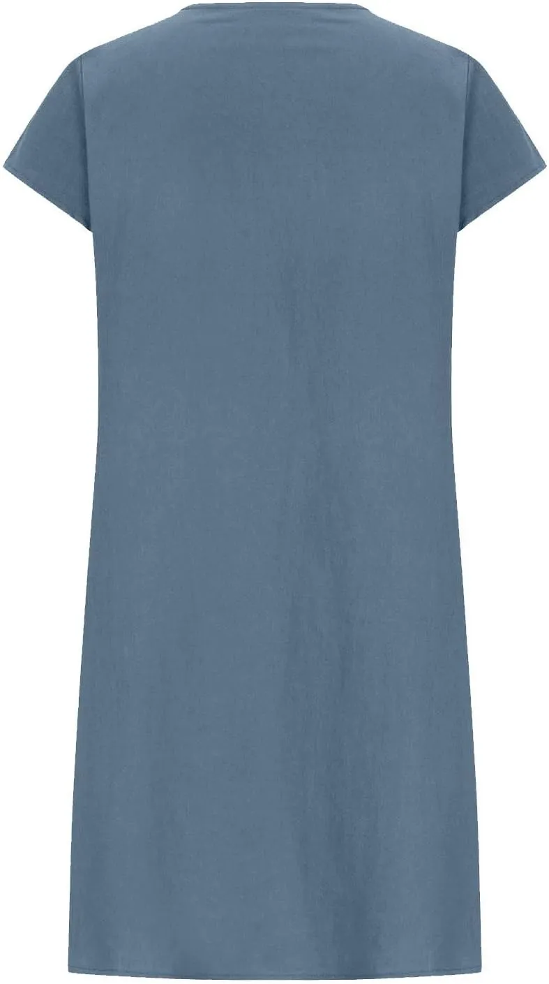 maisdgop Linen Dresses for Women 2025 Plus Size Cap Sleeve Pleated Summer Midi Dress Vacation Casual Knee Length Sundresses