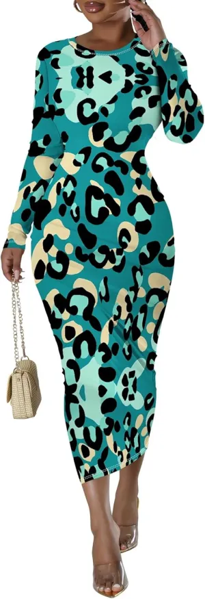Maxi Dress for Women Casual Fashion Round Neck Bodycon Sexy Slim Fit Elegant Evening Wedding Guest Long Formal Dresses