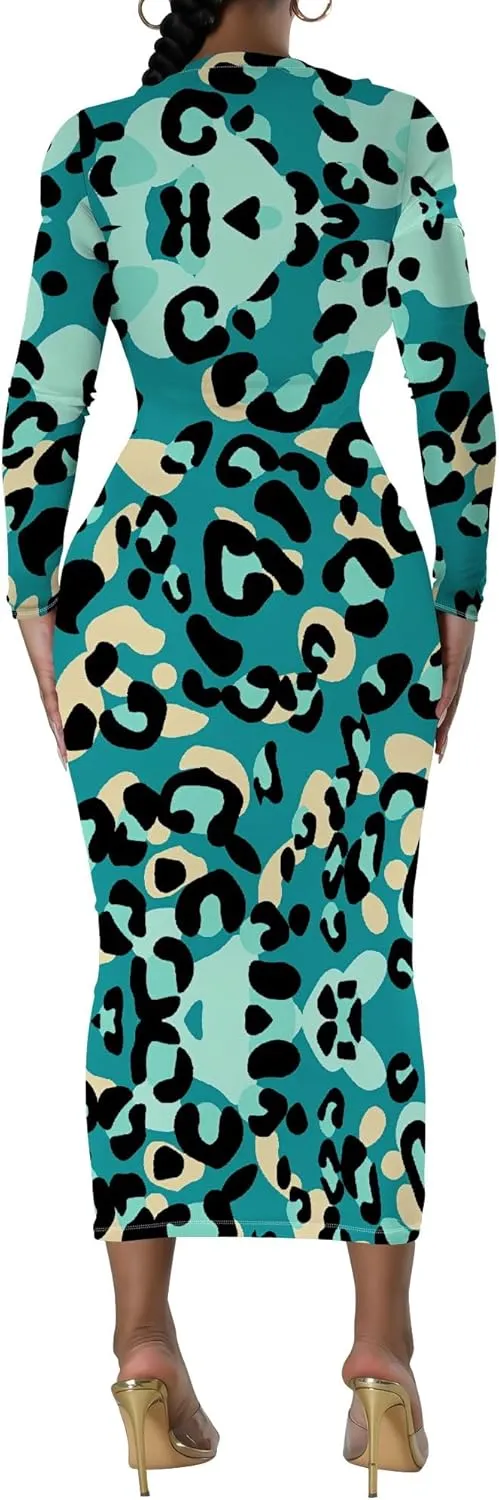 Maxi Dress for Women Casual Fashion Round Neck Bodycon Sexy Slim Fit Elegant Evening Wedding Guest Long Formal Dresses