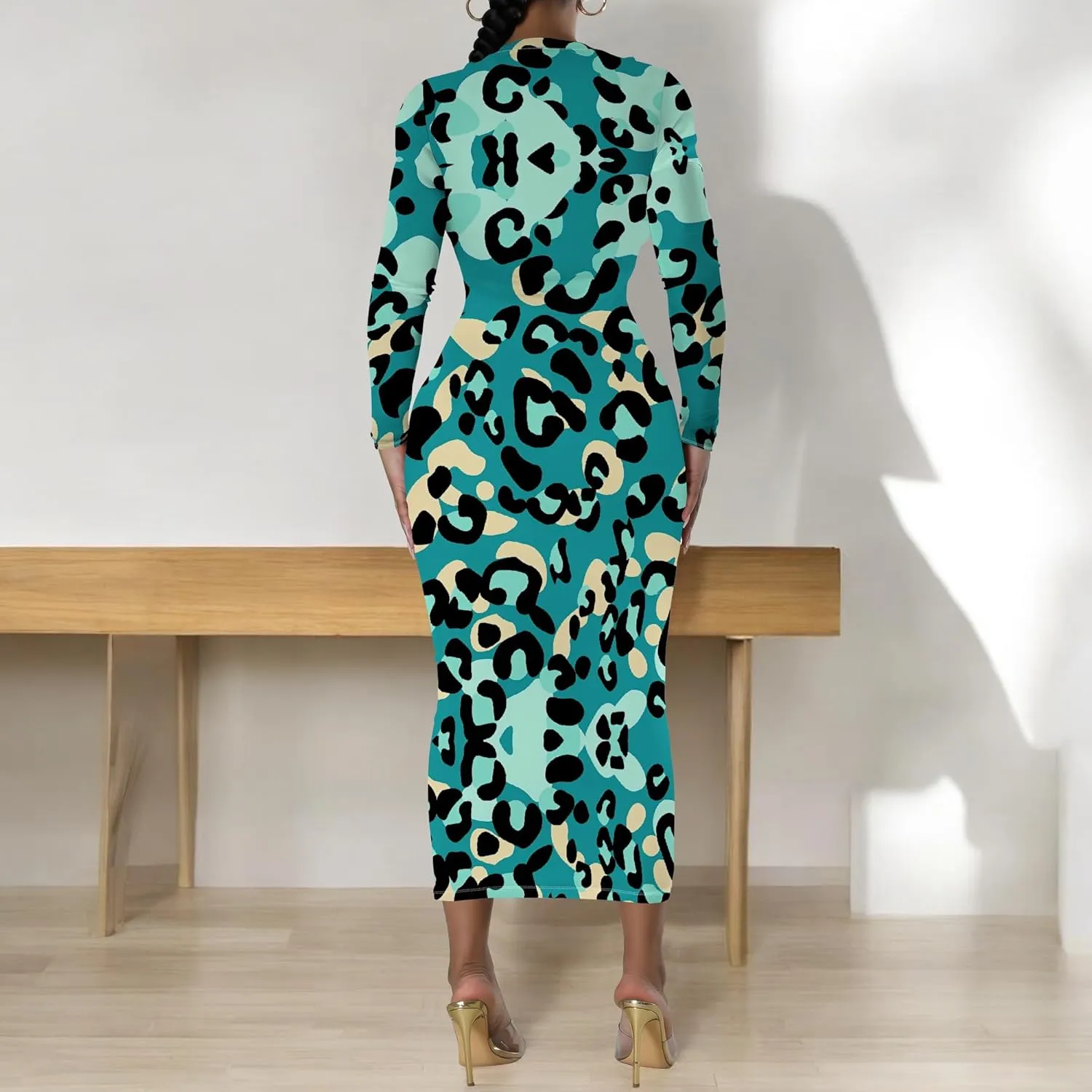 Maxi Dress for Women Casual Fashion Round Neck Bodycon Sexy Slim Fit Elegant Evening Wedding Guest Long Formal Dresses