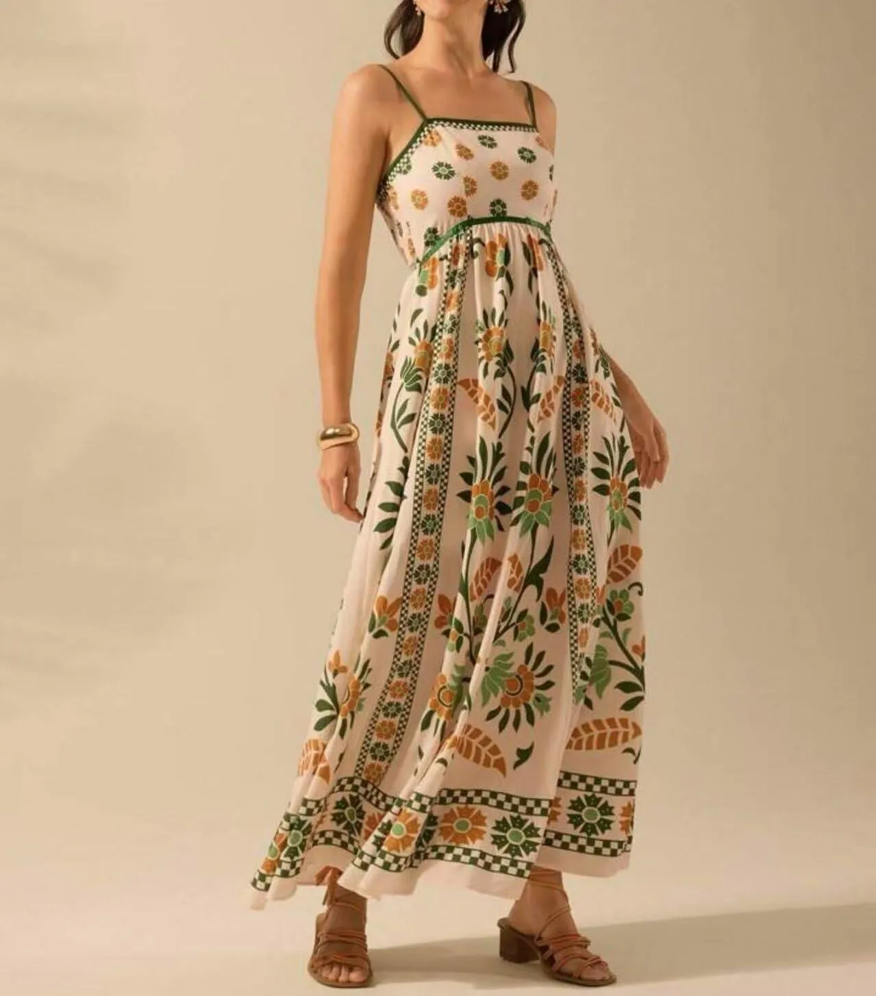 Melliflo Boho Summer Maxi Dress for Women 2025 Spaghetti Strap Floral Swing Beach Cami Sundress Holiday Party Long Dress
