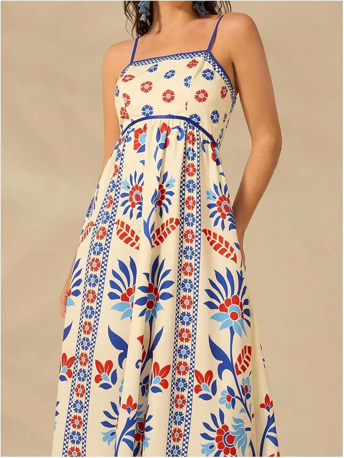 Melliflo Boho Summer Maxi Dress for Women 2025 Spaghetti Strap Floral Swing Beach Cami Sundress Holiday Party Long Dress