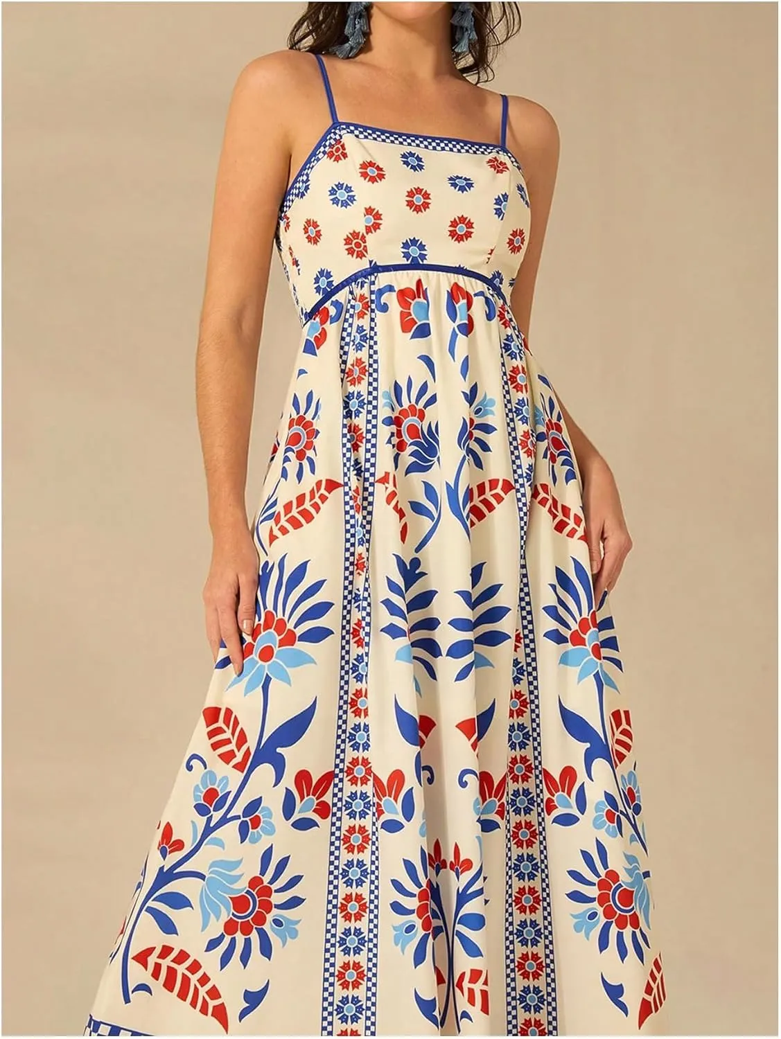 Melliflo Boho Summer Maxi Dress for Women 2025 Spaghetti Strap Floral Swing Beach Cami Sundress Holiday Party Long Dress