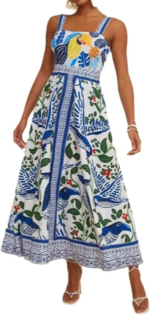 Melliflo Boho Summer Maxi Dress for Women 2025 Spaghetti Strap Floral Swing Beach Cami Sundress Holiday Party Long Dress