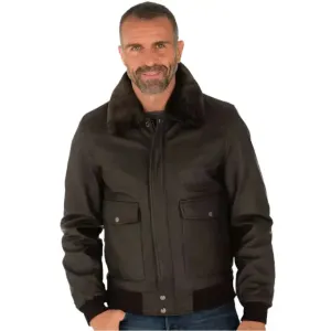 Men's Brown Lambskin Leather Bomber Jacket – Classic & Stylish
