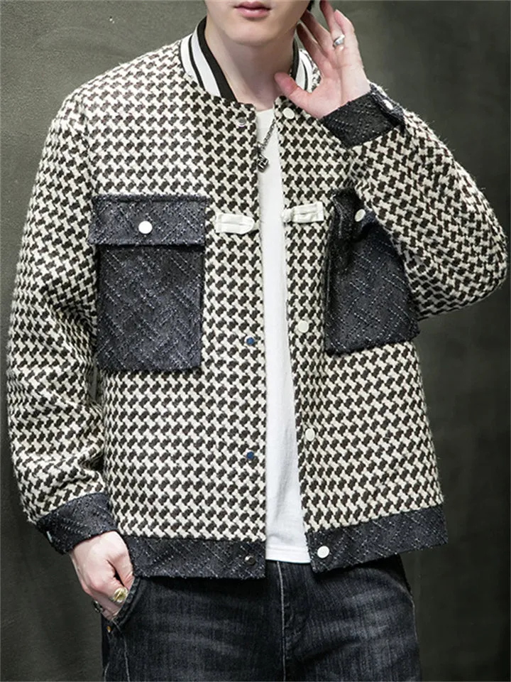 Men's Trendy Chest Pocket Button Up Plaid Jacket