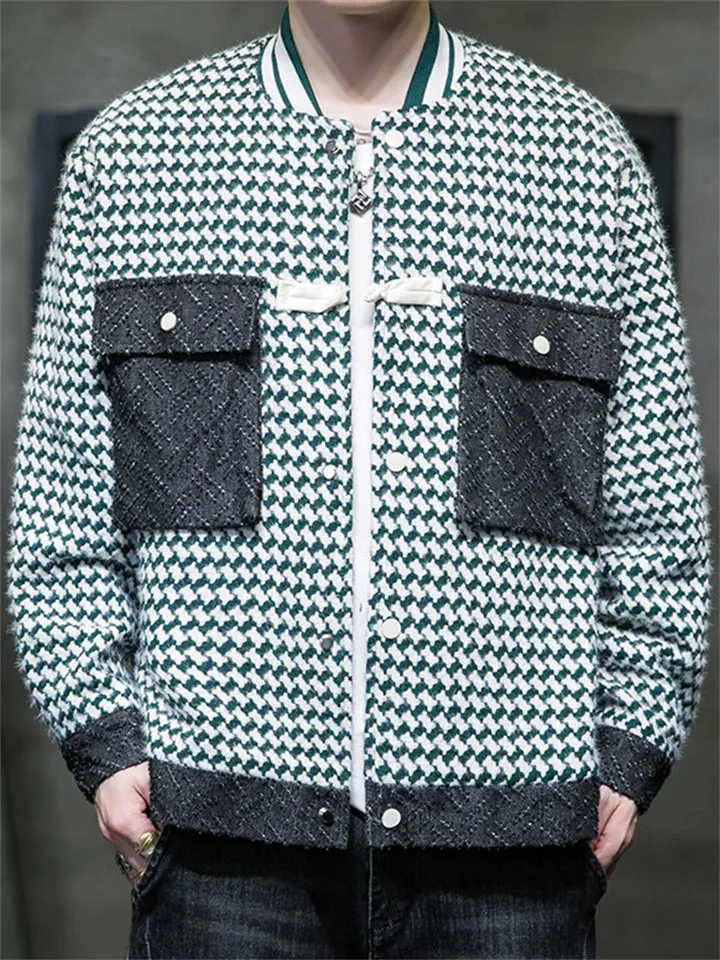 Men's Trendy Chest Pocket Button Up Plaid Jacket