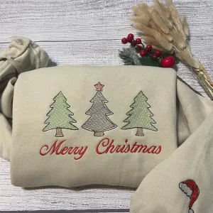 Merry Christmas Embroidered Sweatshirt, Women's Embroidered Sweatshirts