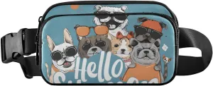 Mini Belt Bag Waist Packs Waist Pouch Crossbody Bags Fun Dogs Cute Cats for Workout Running Travelling Hiking