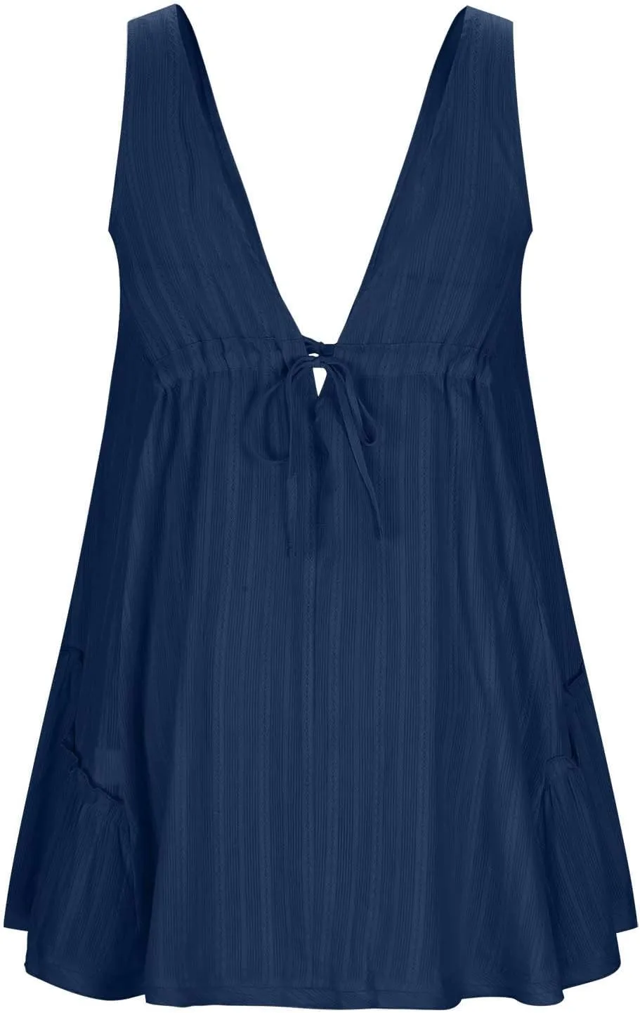 Mini Dress for Women Sexy Deep V Neck Front Tie Backless Sundress Casual Loose Fashion Sexy Sleeveless Beach Dresses
