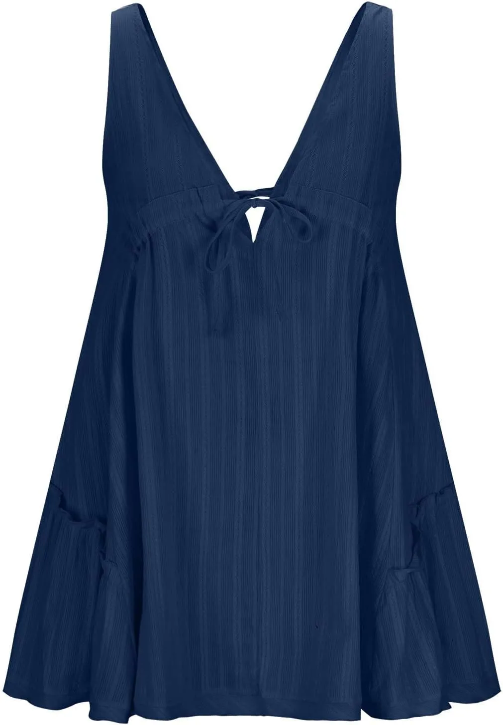 Mini Dress for Women Sexy Deep V Neck Front Tie Backless Sundress Casual Loose Fashion Sexy Sleeveless Beach Dresses