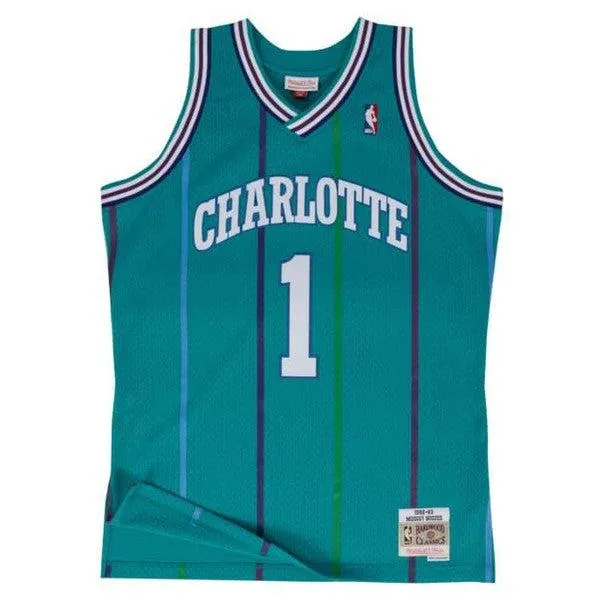 Mitchell & Ness Charlotte Hornets Muggsy Bogues Road 1992-93 Swingman Jersey Teal