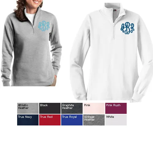 Monogrammed  Ladies 1/4-Zip Pullover Sweatshirt