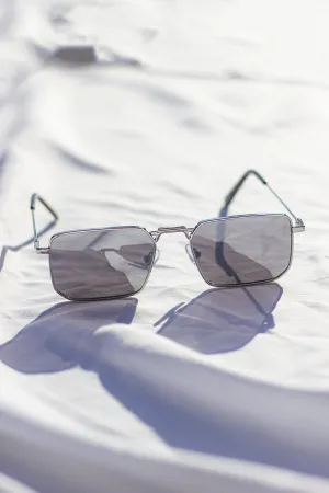 Nose Bridge Angular Rectangle Aviator Sunglasses