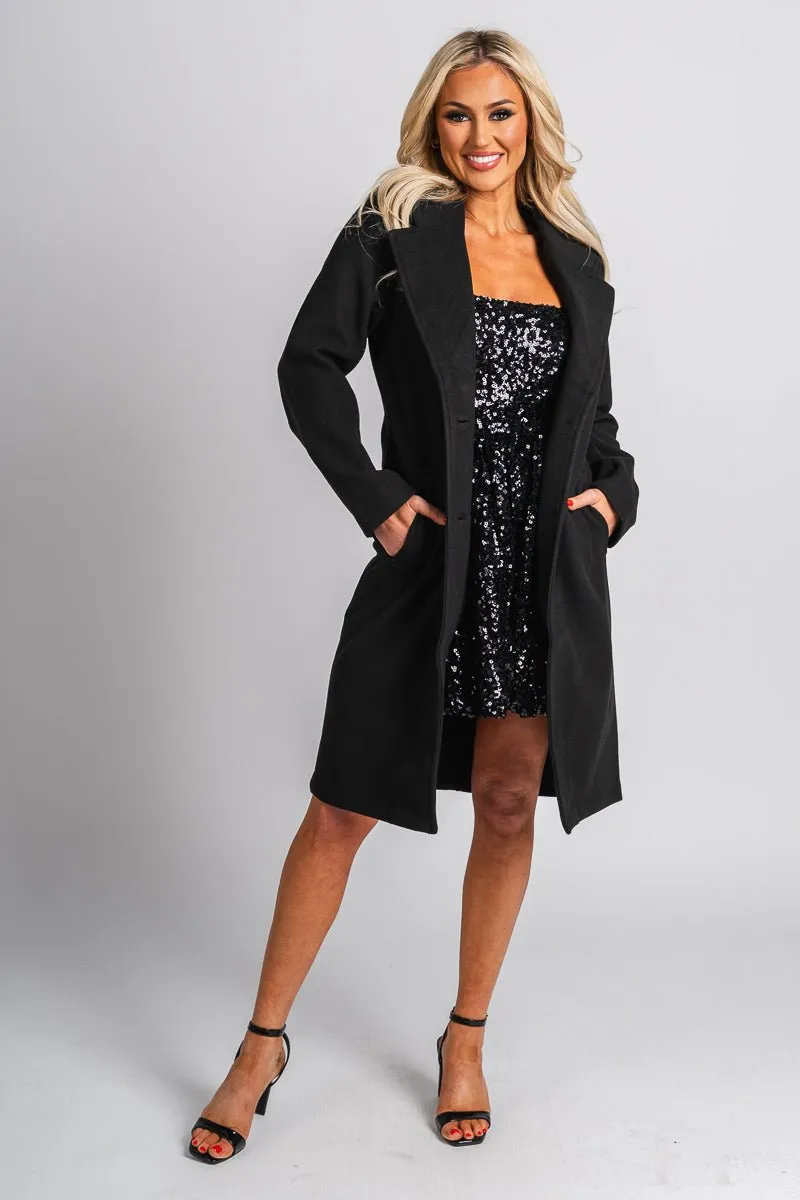 Notched lapel coat black