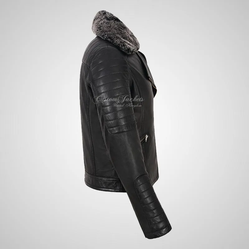 OPHELIA Women Leather Biker Jacket with Detachable Fur Collar