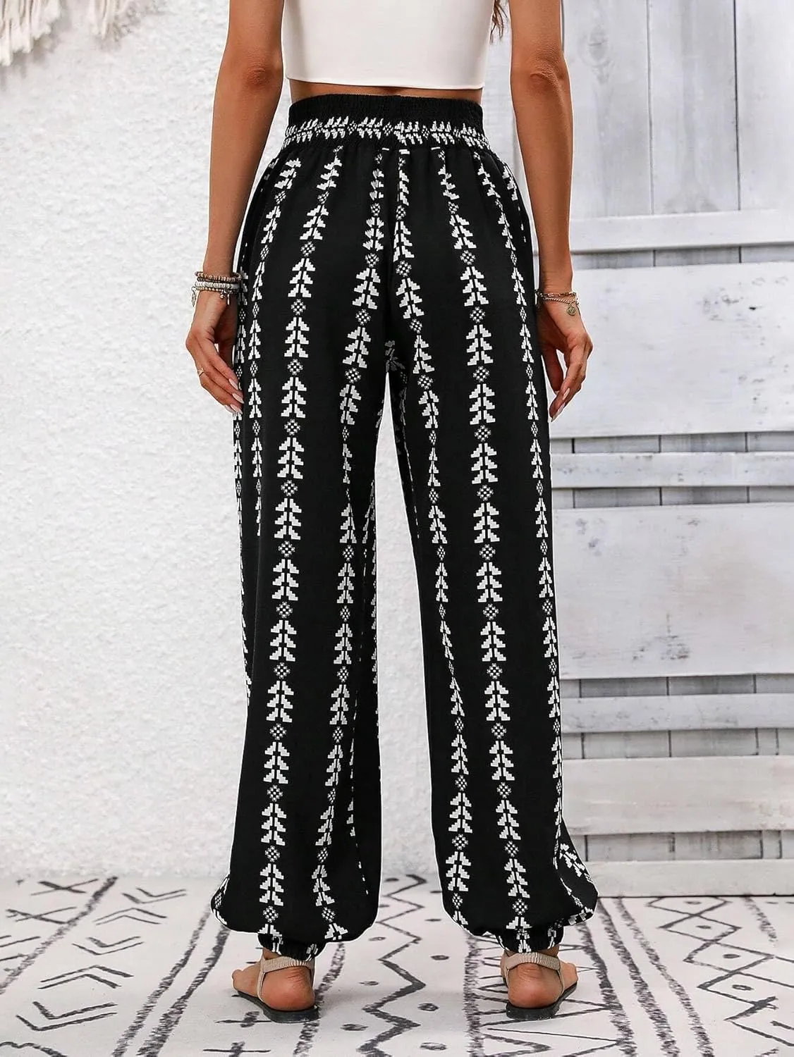 Palazzo Pants for Women Boho Summer 2025 Flowy Beach Outfits Hippie High Waist Yoga Trousers Casual Lounge Pant