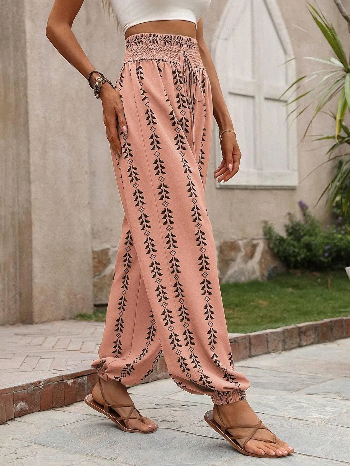 Palazzo Pants for Women Boho Summer 2025 Flowy Beach Outfits Hippie High Waist Yoga Trousers Casual Lounge Pant