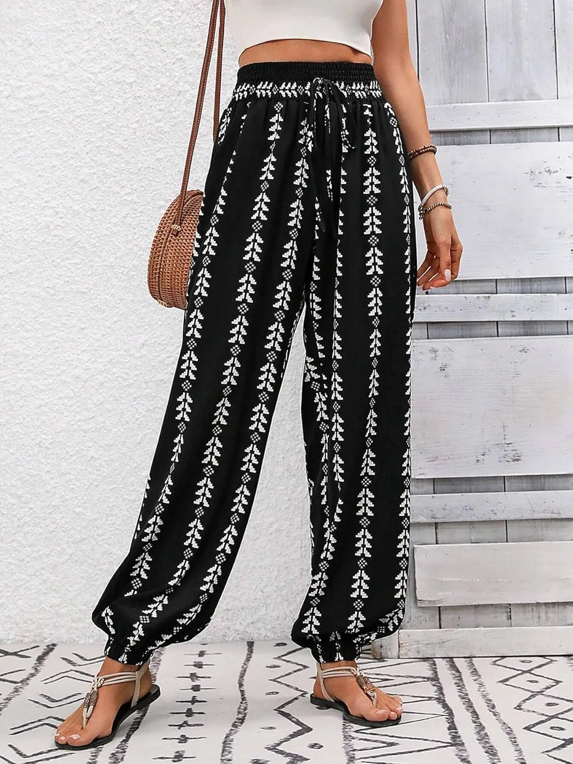 Palazzo Pants for Women Boho Summer 2025 Flowy Beach Outfits Hippie High Waist Yoga Trousers Casual Lounge Pant