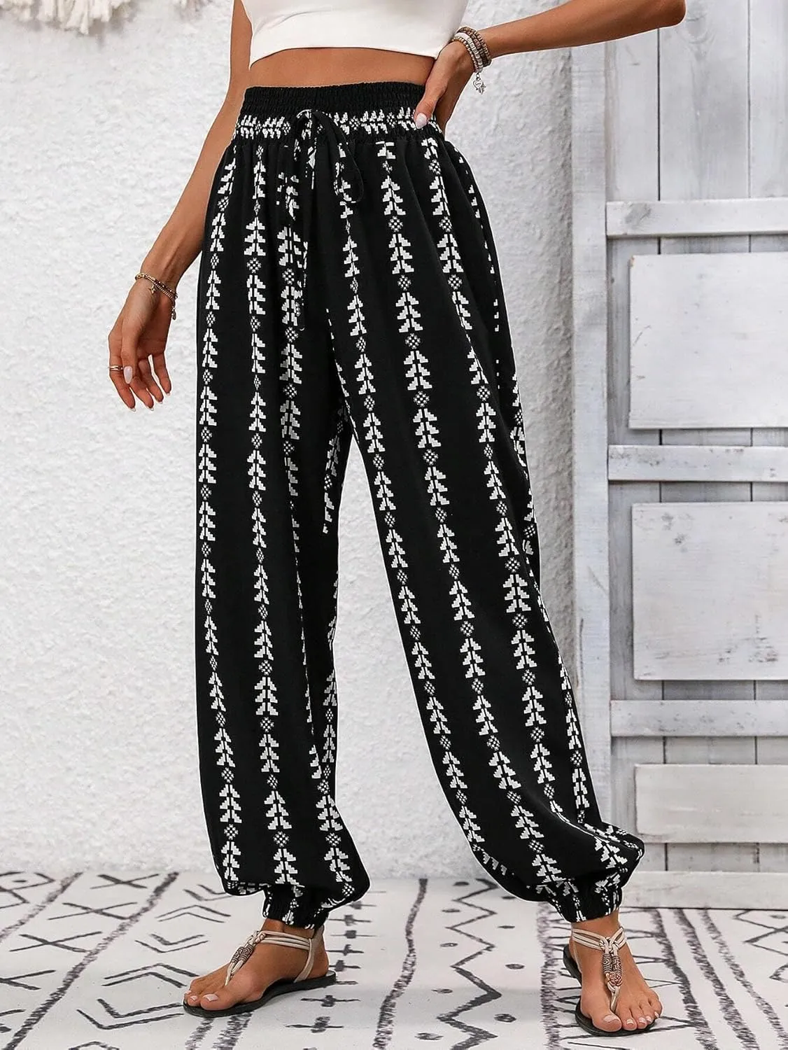 Palazzo Pants for Women Boho Summer 2025 Flowy Beach Outfits Hippie High Waist Yoga Trousers Casual Lounge Pant