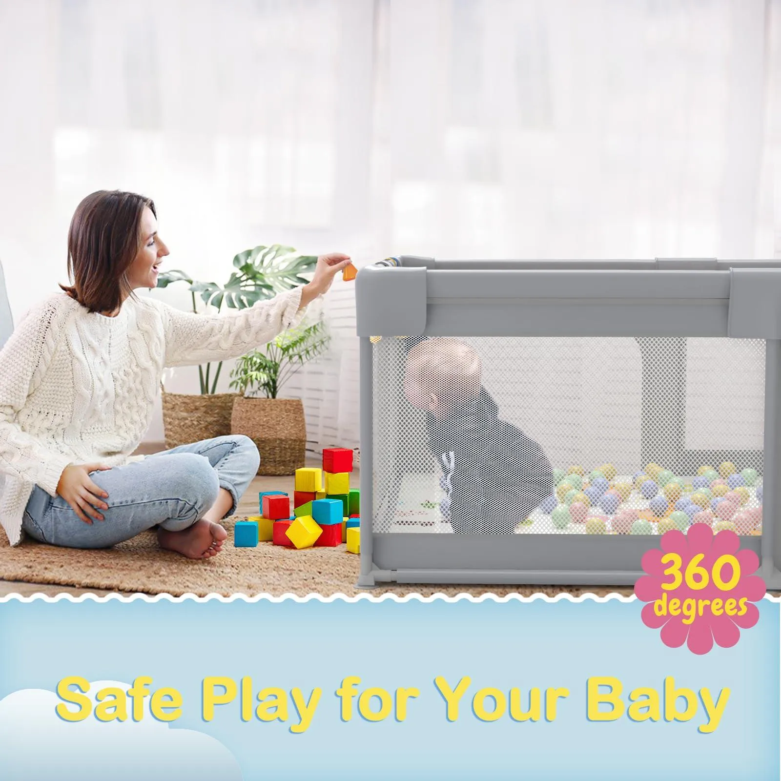 Palopalo Baby Playpen, 71"x59" Extra Large Playard for Babies and Toddlers
