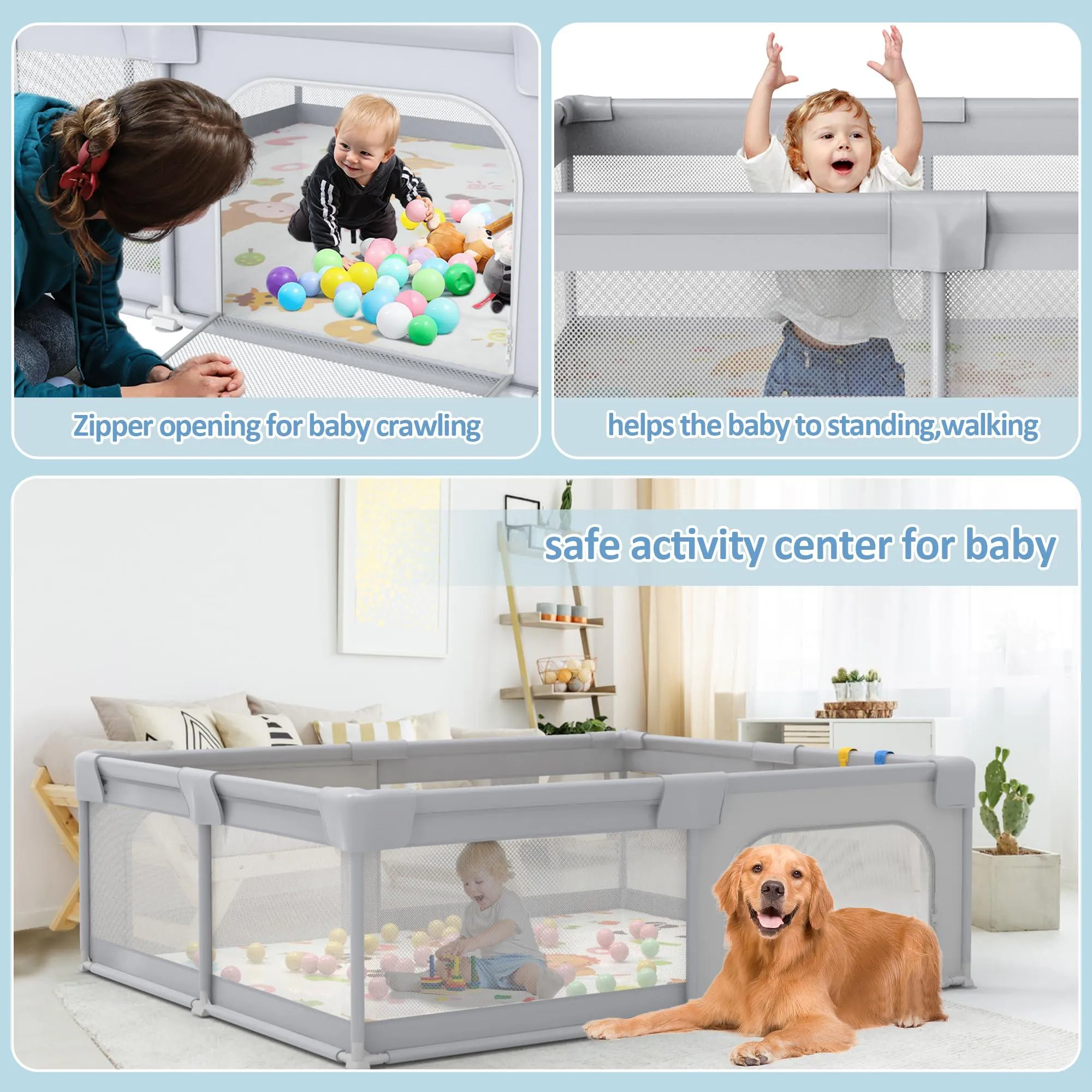 Palopalo Baby Playpen, 71"x59" Extra Large Playard for Babies and Toddlers