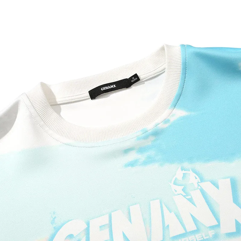 Pastel Spray Print Space Cotton Sweatshirt