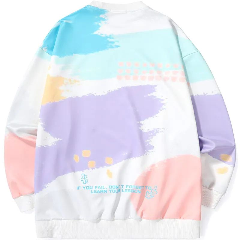 Pastel Spray Print Space Cotton Sweatshirt