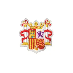 PC3868 - White Red Gold Emblem Flag (Iron On)