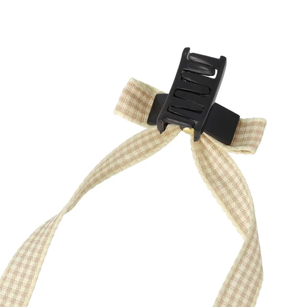 Plaid Long Tail Bow Hair Clip Set
