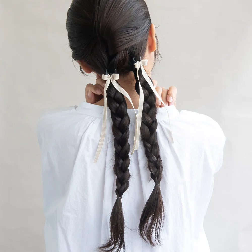 Plaid Long Tail Bow Hair Clip Set