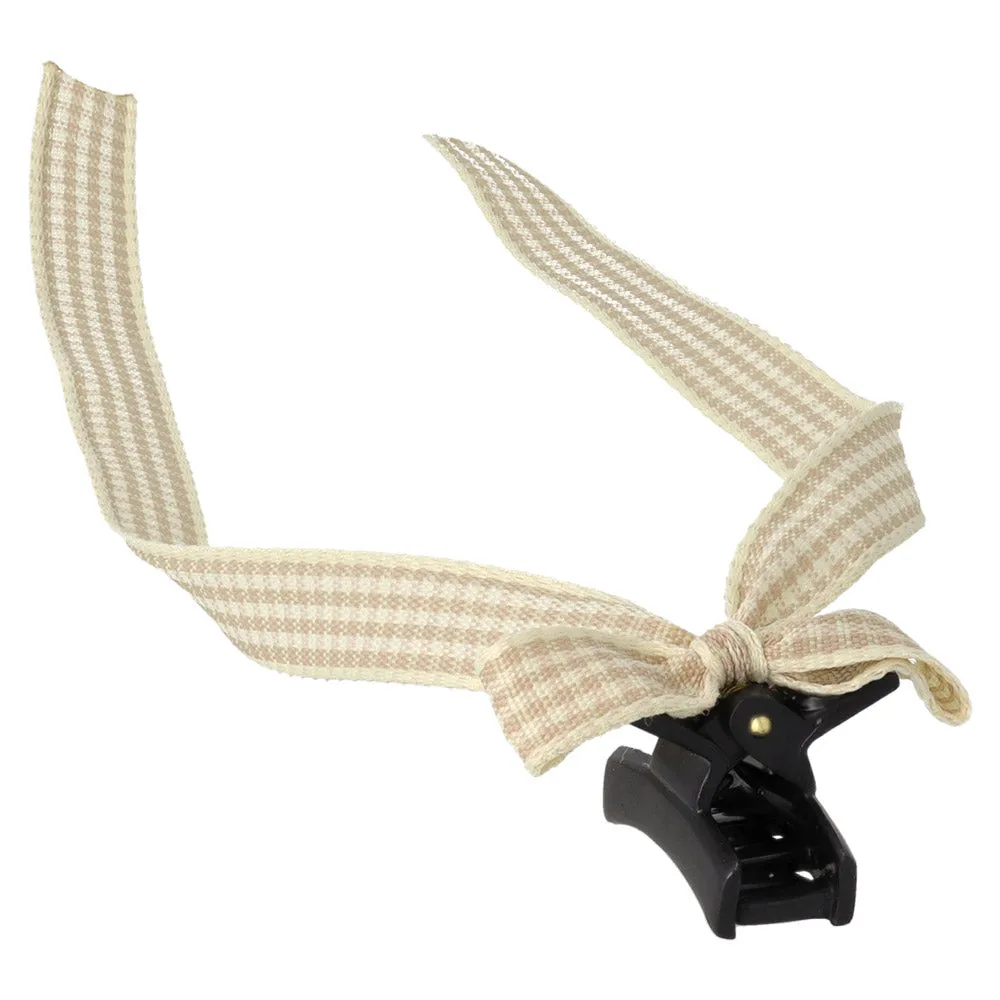 Plaid Long Tail Bow Hair Clip Set