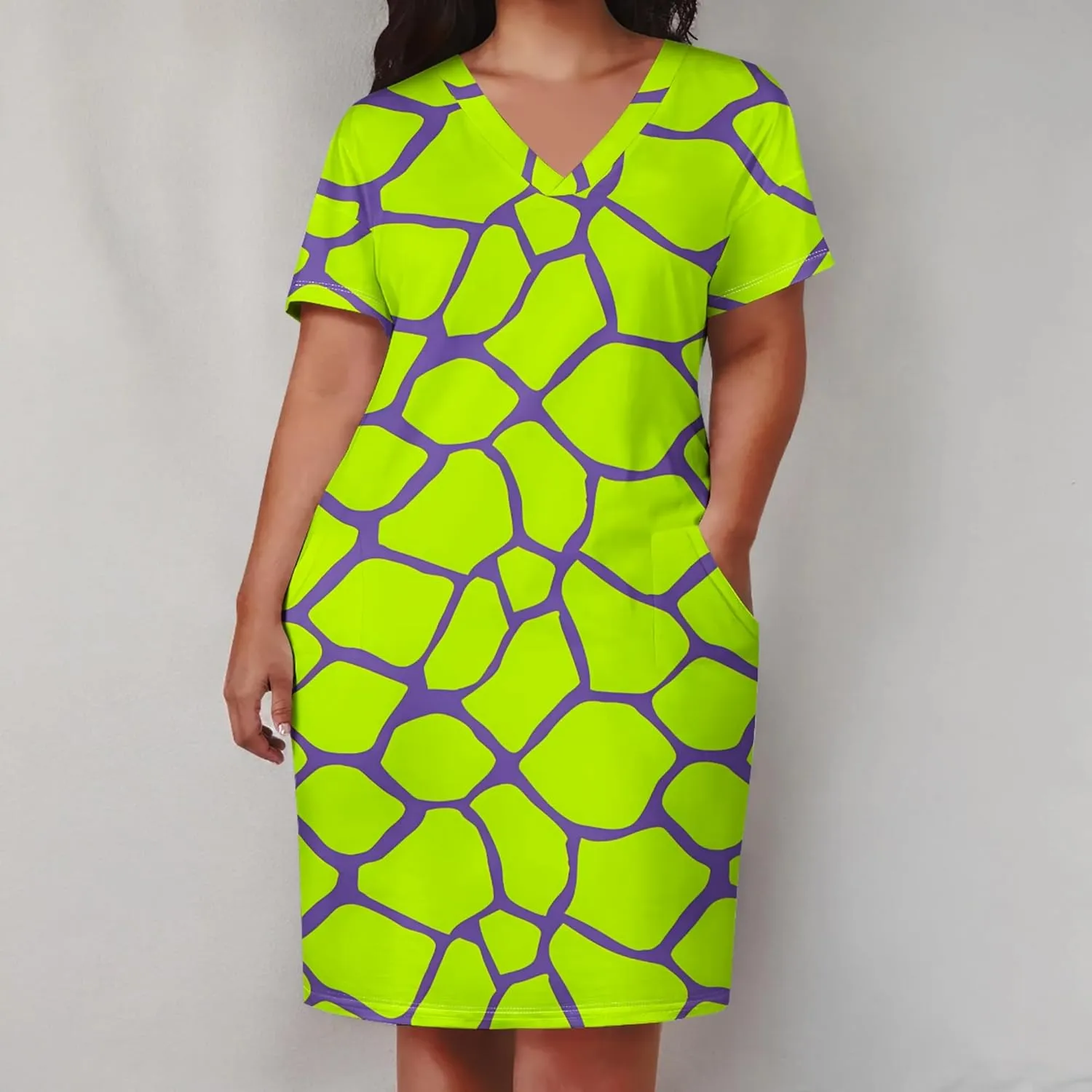 Plus Size Midi Dress for Women Casual Short Sleeve V Neck Loose Summer Tshirt Dresses with Pockets Vacation Outfits