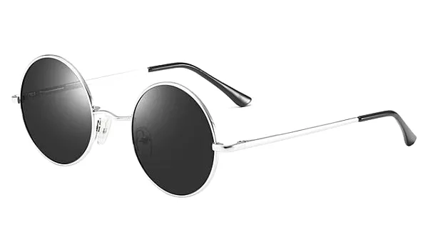 Polarized Round Sunglasses for Men in Black and Silver - Classy Style