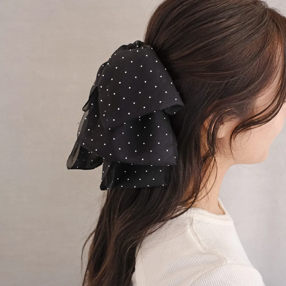Polka Dot Layered Bow Hair Claw