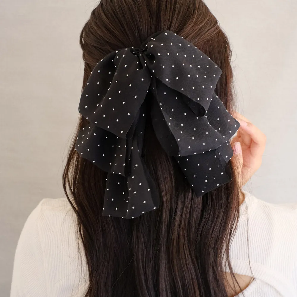 Polka Dot Layered Bow Hair Claw