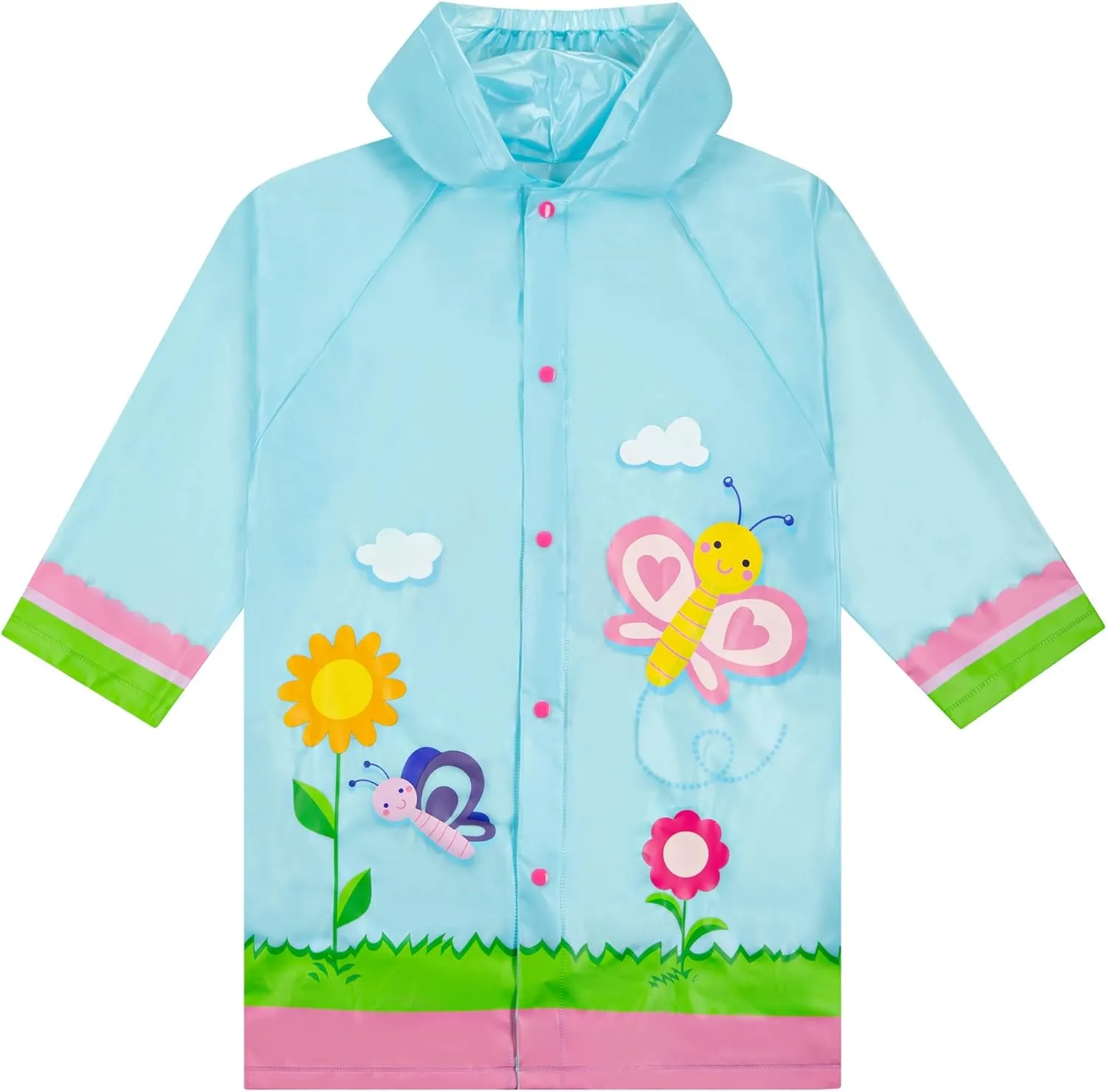 Puddle Play Kids Waterproof Hooded Rain Slicker  Lightweight Outwear Jacket in Fun Designs, Sizes 2-9 Years