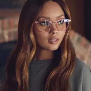 Quay Walk On Sunglasses Pink/Clear Blue Light